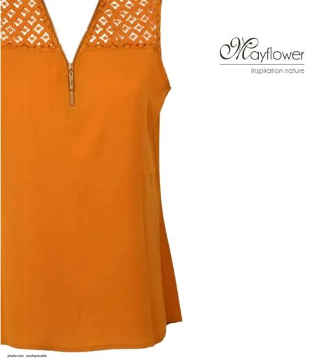 Mayflower CHF3053B Top sans manches jaune en crêpe pour un look d'été lumineux