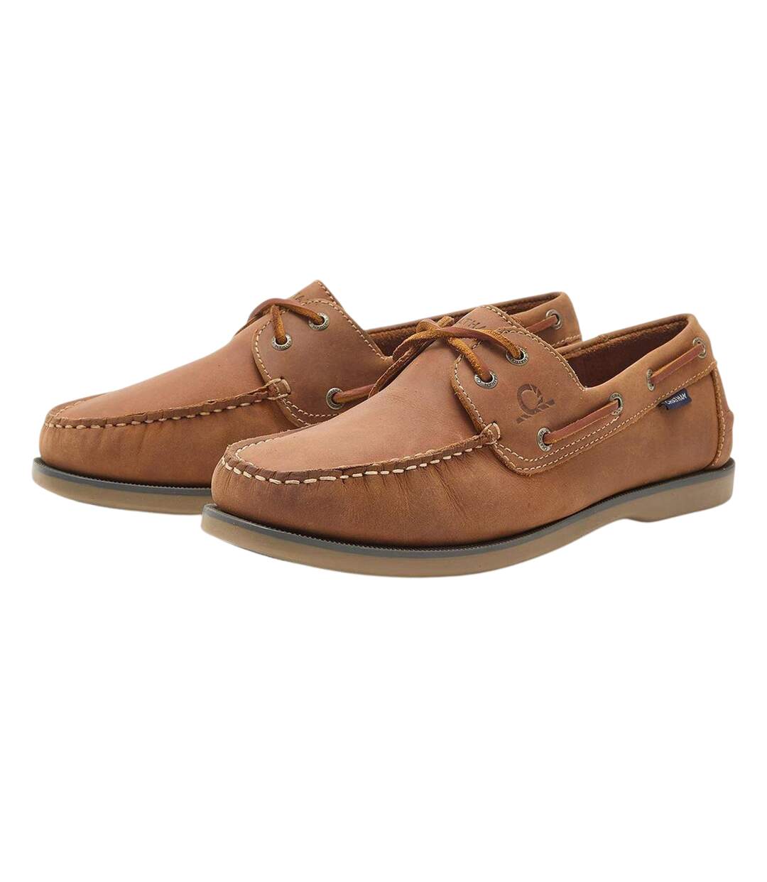 Mens Leather Stitch Detail Boat Shoes Tan Chatham-4