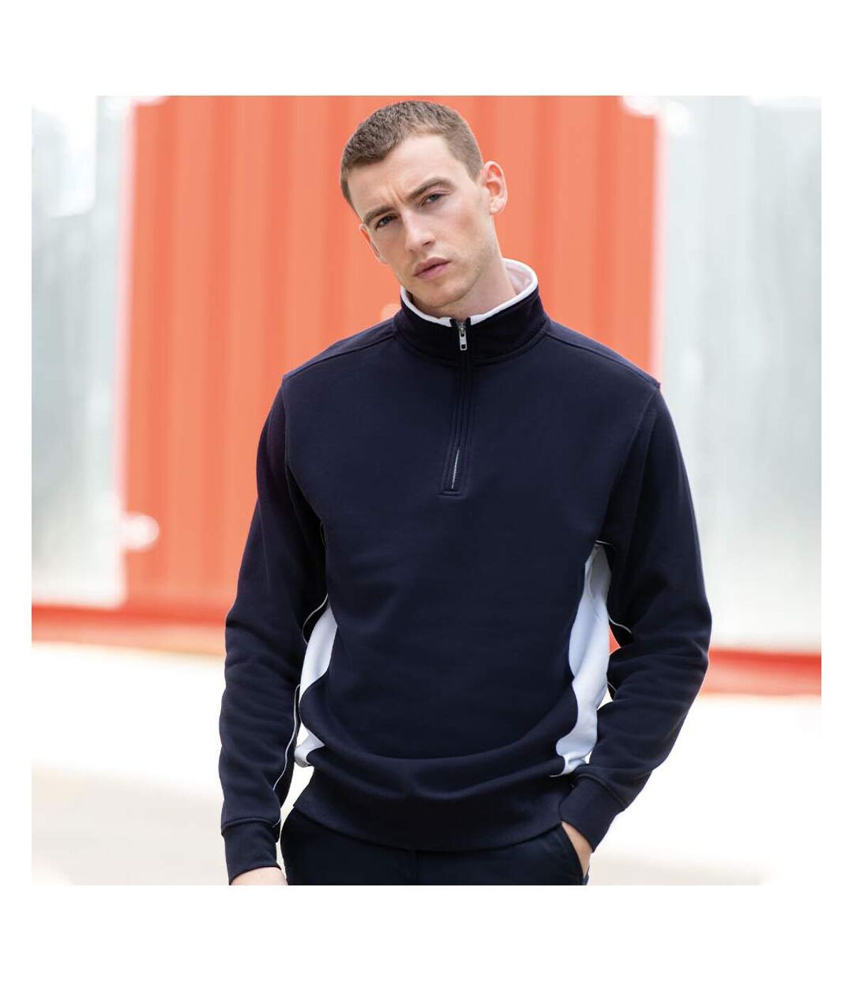 Finden & Hales - Sweatshirt à fermeture zippée - Homme (Bleu marine/Blanc) - UTRW423