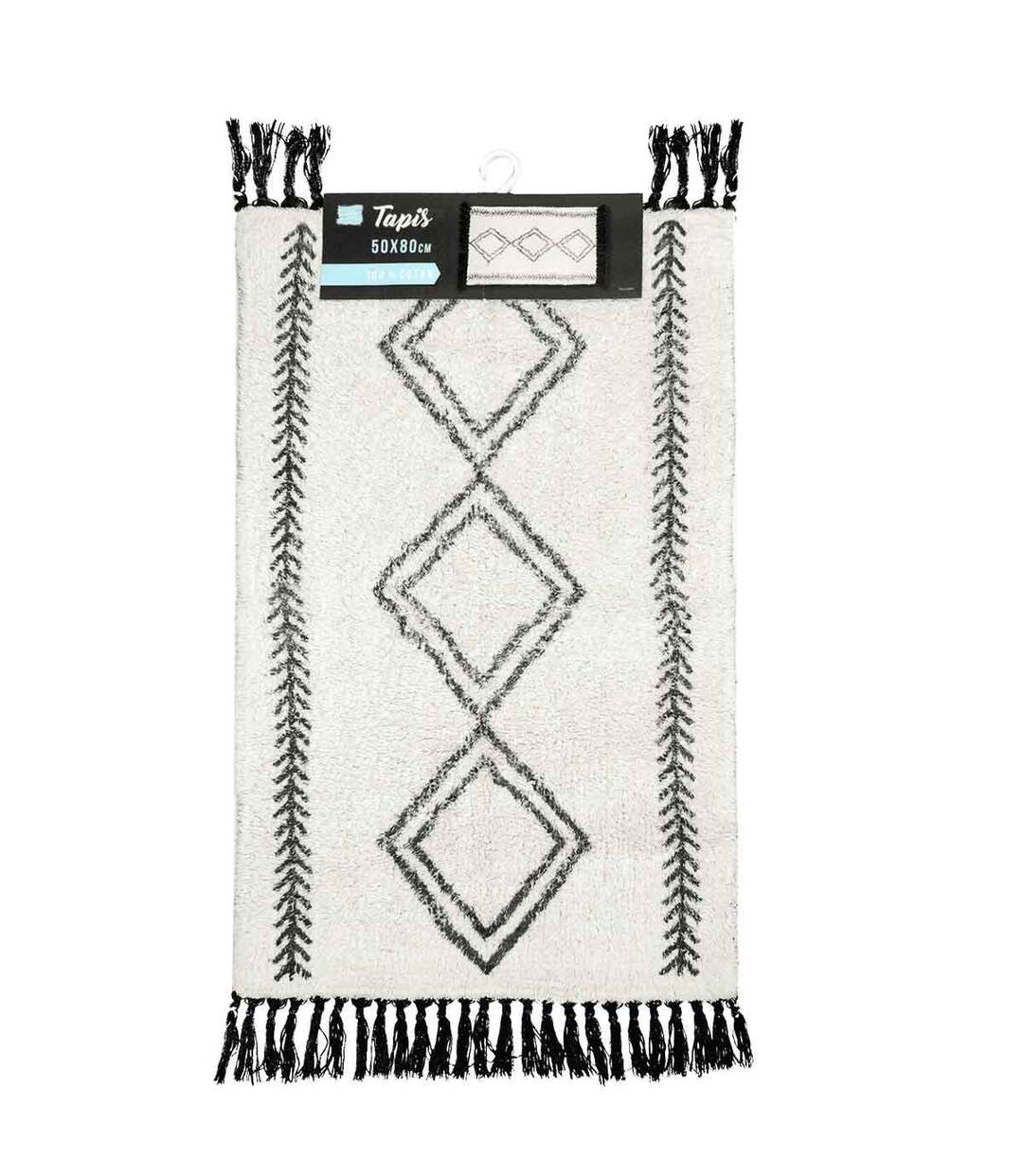 Tapis de Bain à Franges Freya 50x80cm Blanc-2