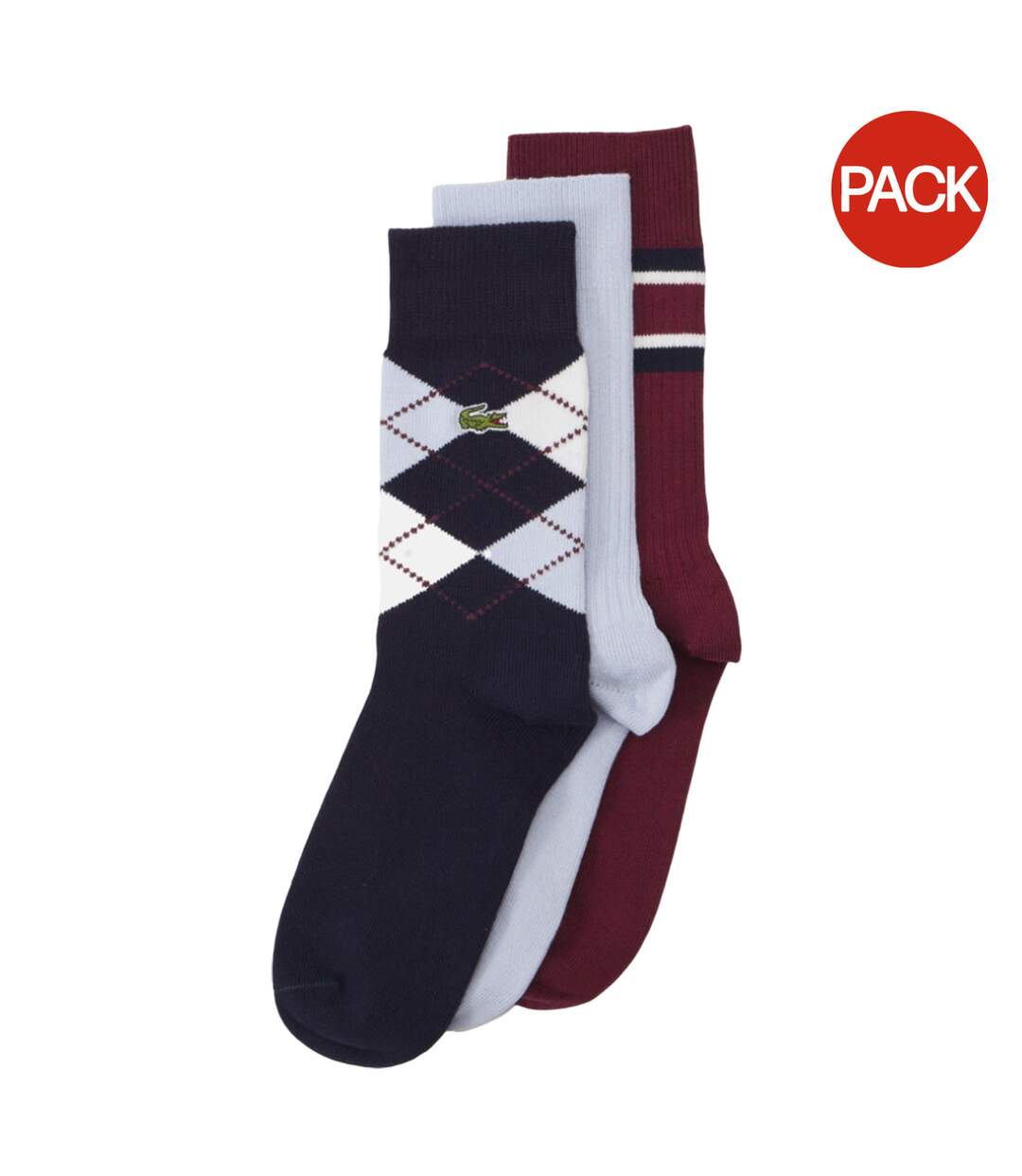 Pack Of 3  Unisex Adult Cotton Crew Socks  Multicoloured Lacoste-1