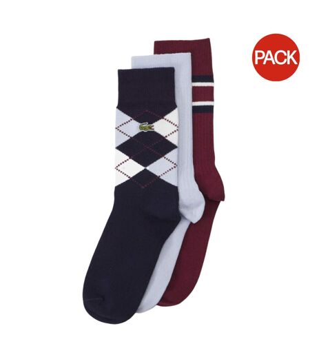 Pack Of 3  Unisex Adult Cotton Crew Socks  Multicoloured Lacoste