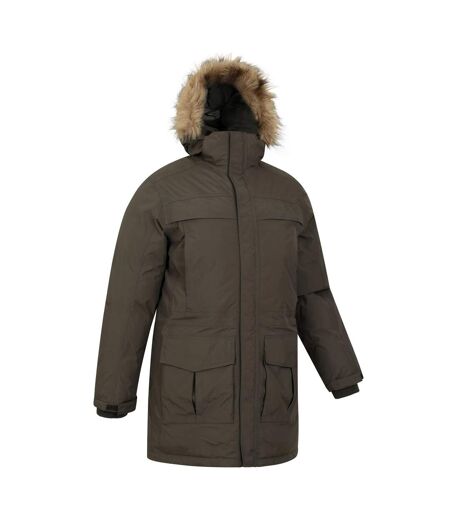 Mens Antarctic Extreme Waterproof Down Jacket Dark Khaki Mountain Warehouse