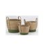 Cache-pots en jonc naturel et coton vert (lot de 3)