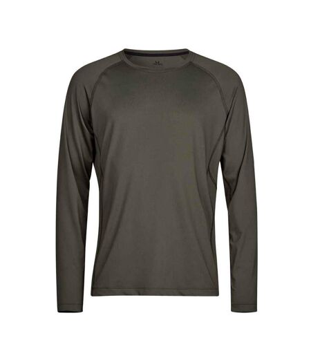 Tee Jays Mens CoolDry Long-Sleeved T-Shirt (Black Melange)