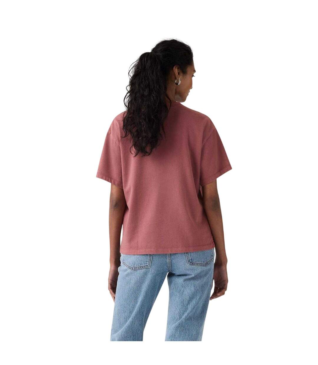 Womens/ladies Vintage Cotton T-shirt Berry Levis-3