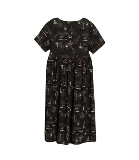 Womens/ladies Icons V Neck Midi Dress Black The Lord Of The Rings