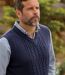 Men's Navy Cable Knit Sleeveless Jumper-5