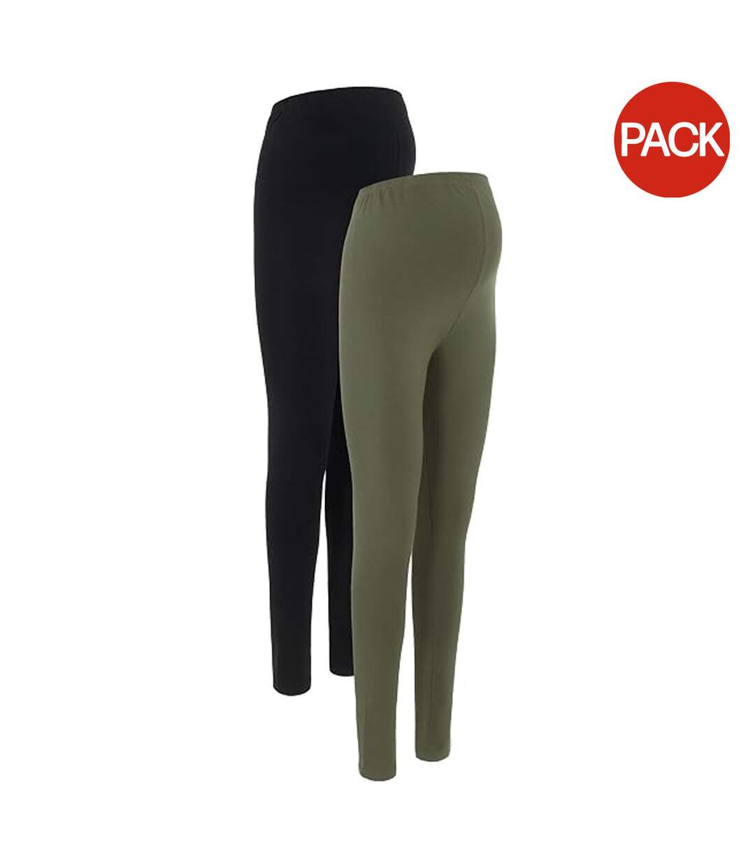 Lot De 2  Leggings Femme Noir Vert De Gris Mamalicious-2