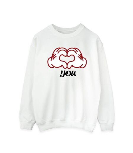 Disney Sweatshirt Womens/Ladies Mickey Mouse Love You Hands (Blanc) - UTBI28986