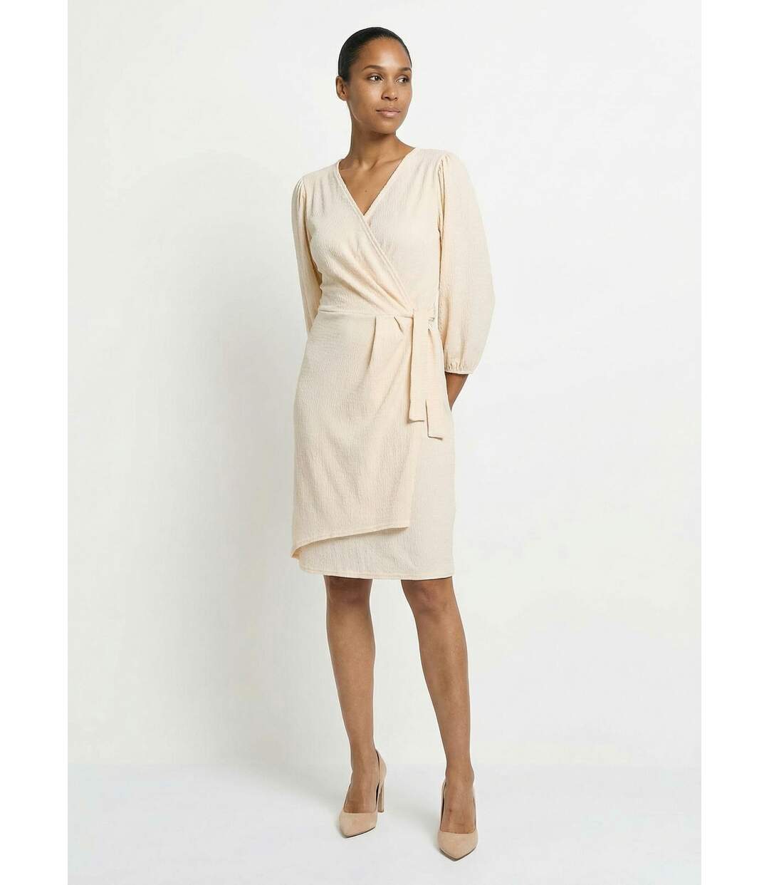 Robe portefeuille en maille gaufrée-3