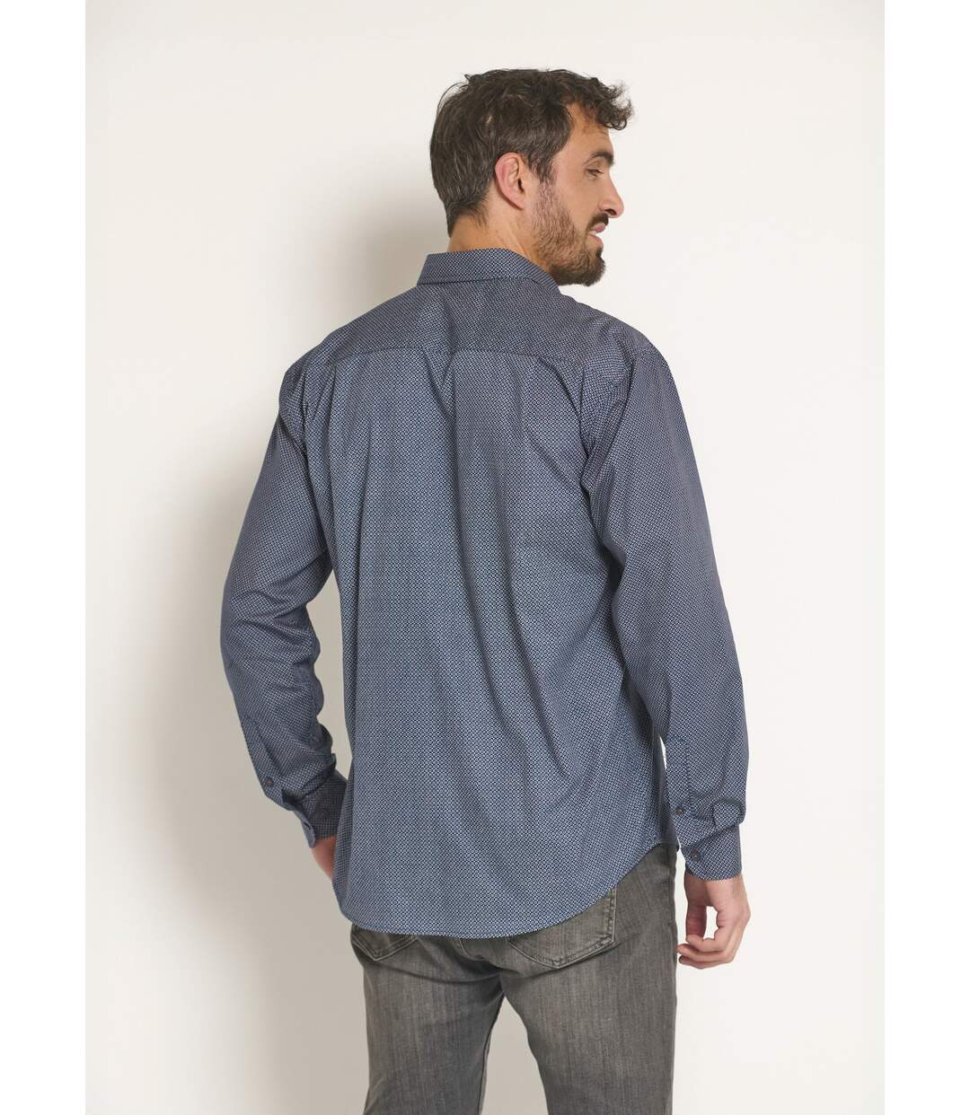 Chemise manches longues à micro motif-2