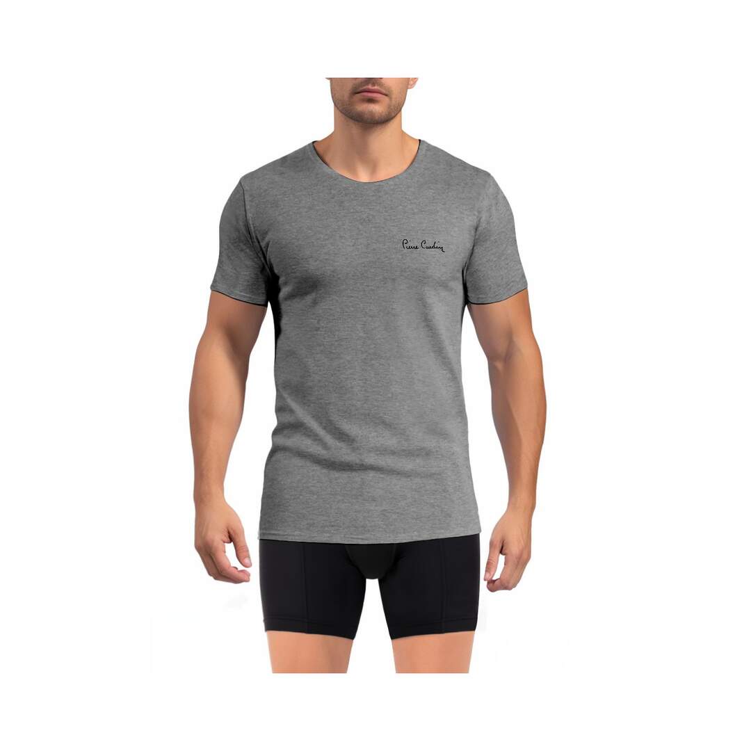 T-shirt homme en col rond avec broderie signature sur la poitrine Pierrecardin-1