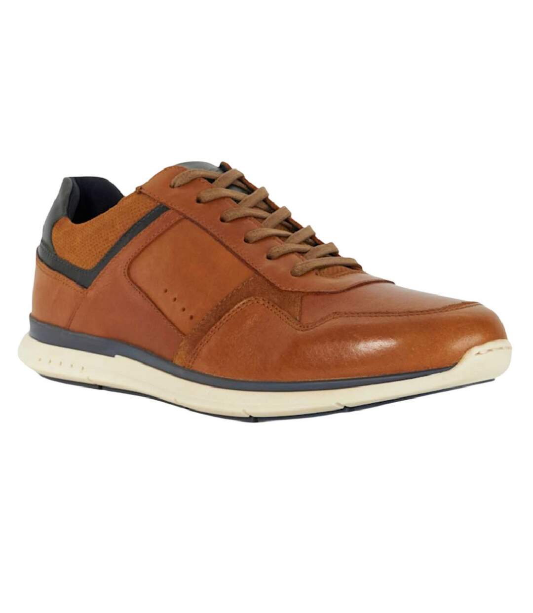 Mens Torben Leather Trainers Tan Dune London-1