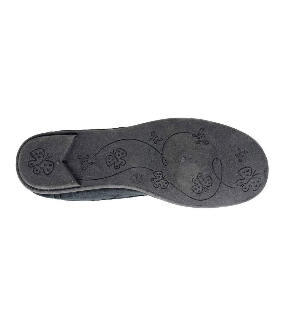 Womens/ladies Julie Pom Pom Slippers Black Sleepers-3