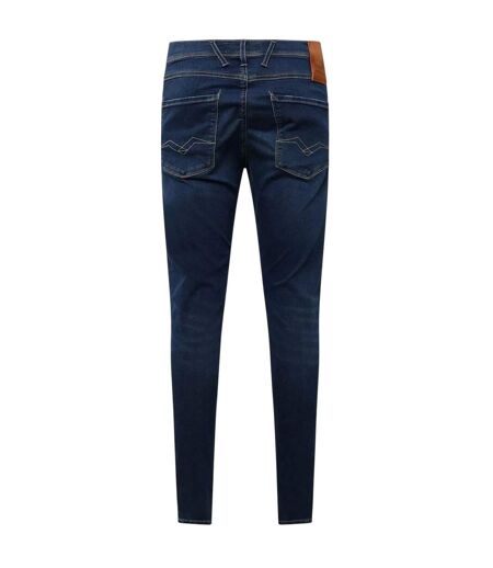 Mens Cotton Blend Ripped Slim Jeans Blue Replay