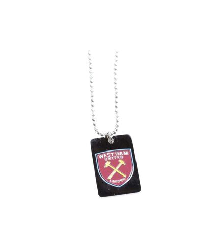 West Ham United FC Enamel Crest Dog Tag And Chain (Silver/Black/Red) (One Size) - UTBS4326