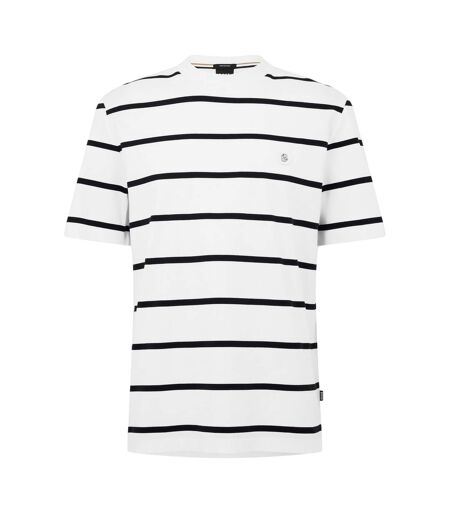 Mens Taut Striped Cotton Regular T-shirt White Boss