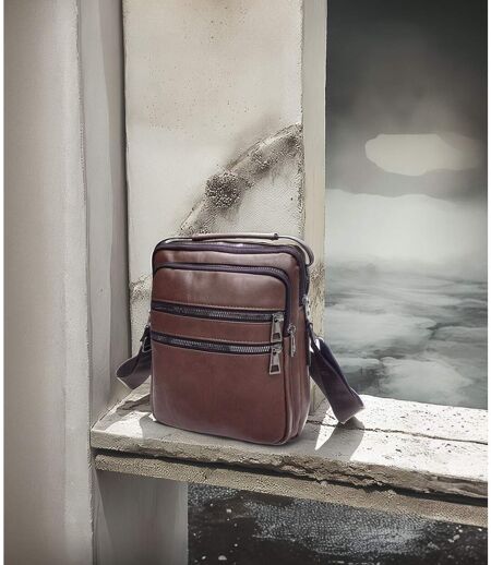 Sacoche bandoulière homme en polyuréthane - Marron - Elégance fonctionnelle pour un style urbain