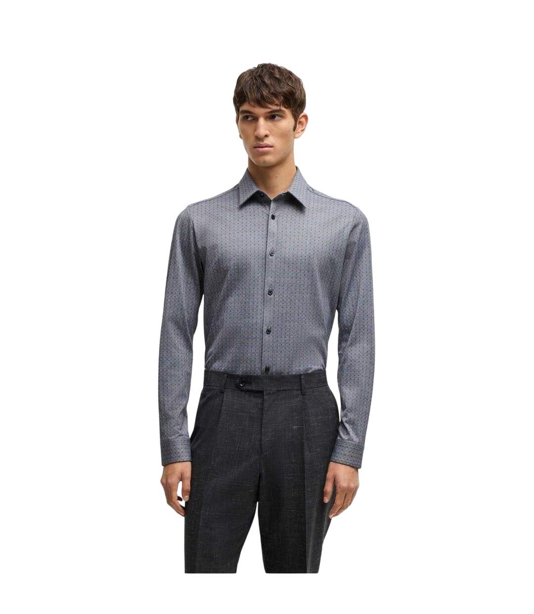Chemise Habillée Motif/style Géométrique Homme Gris Boss-2