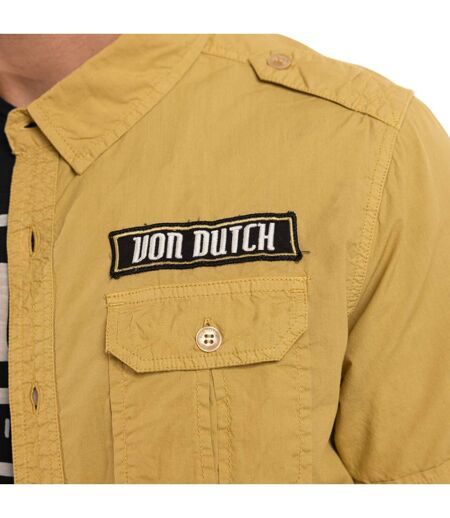 Chemise homme manches courtes en popeline patch et print dos Derek Vondutch