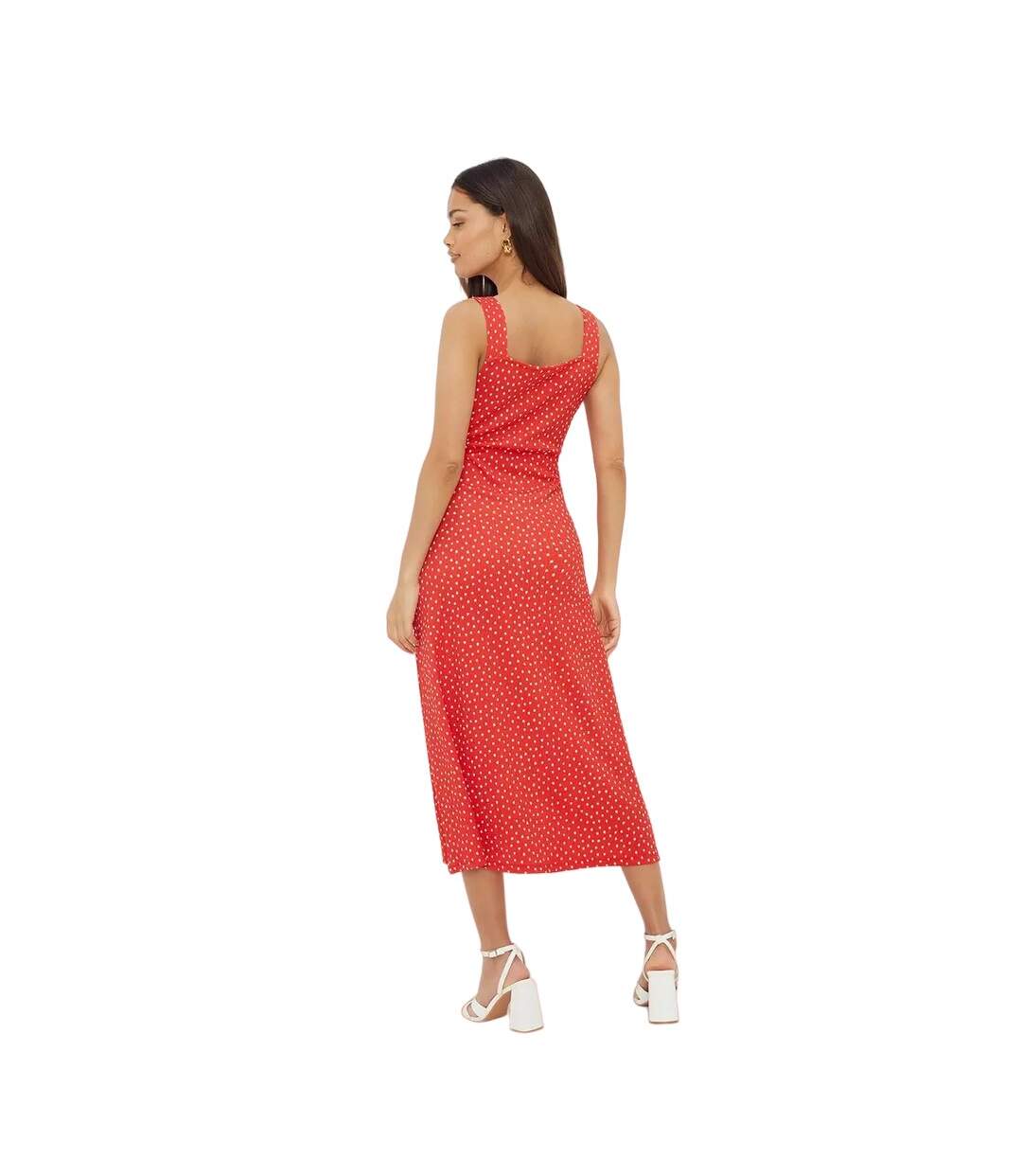 Womens/ladies Spotted Strappy Petite Midi Dress Red Dorothy Perkins-3