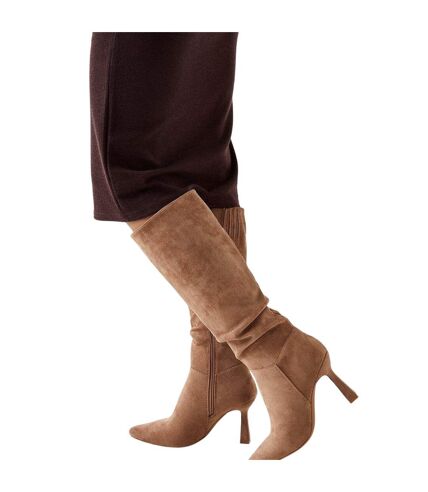 Womens/ladies kristina ruched pointed knee-high boots taupe Dorothy Perkins