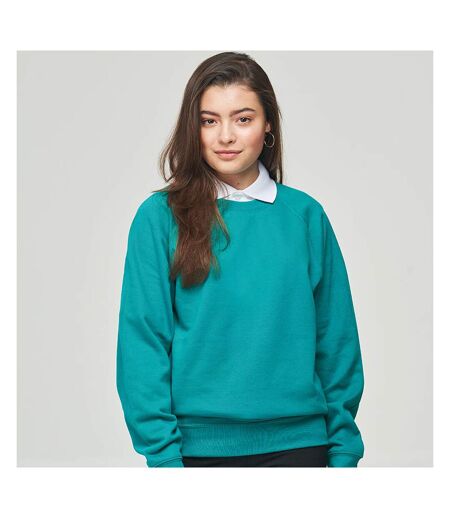 AWDis Academy Childrens/Kids Crew Neck Raglan School Sweatshirt (Emerald)