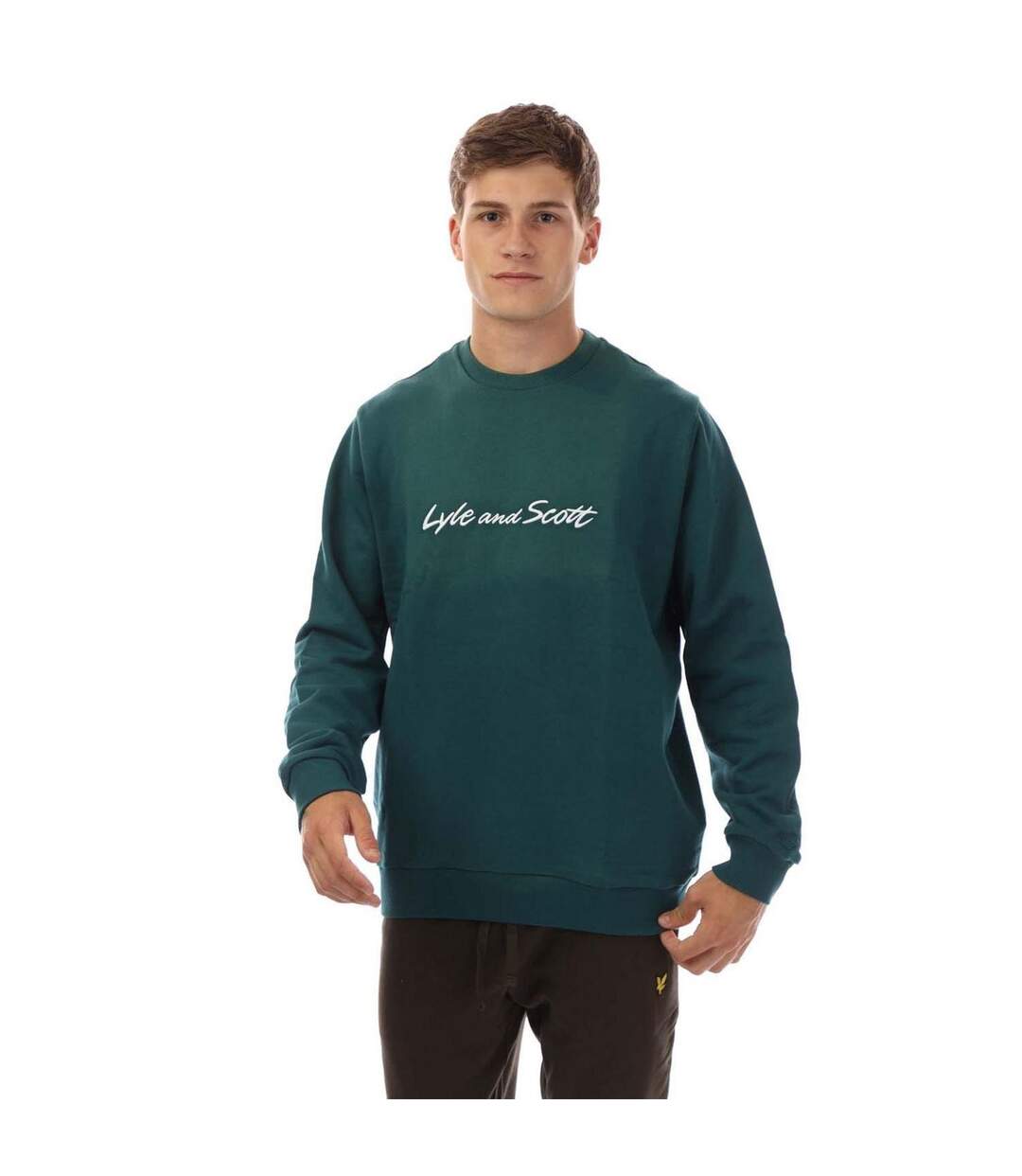 Sweat Col Ras-du-cou Motif/style Texte Homme Vert Blanc Lyle & Scott-1