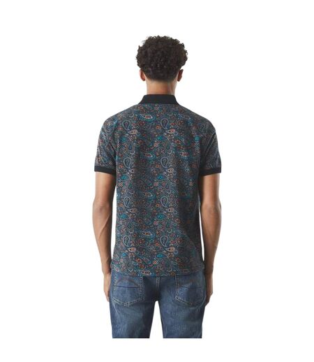 Mens Wonderwll Paispol Paisley Regular Polo Shirt Dark Grey Pretty Green