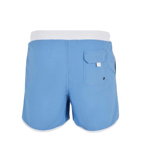 Short De Bain Motif/style Rétro Homme Blanc Bleu Ciel Urban Classics