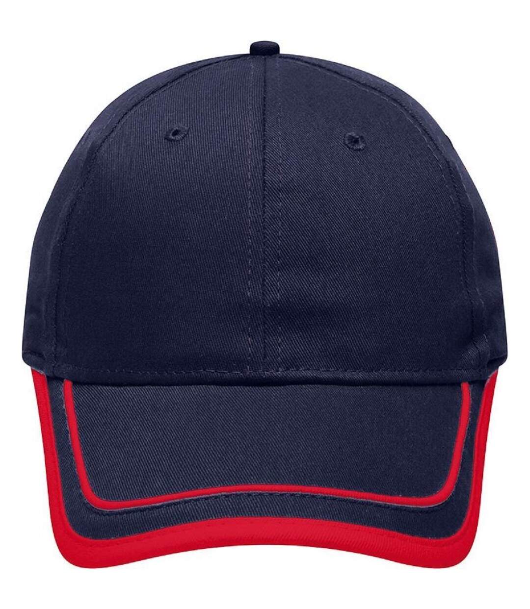 Casquette 6 panneaux coton brossé - MB6501 - bleu marine et rouge-1