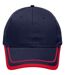 Casquette 6 panneaux coton brossé - MB6501 - bleu marine et rouge-1