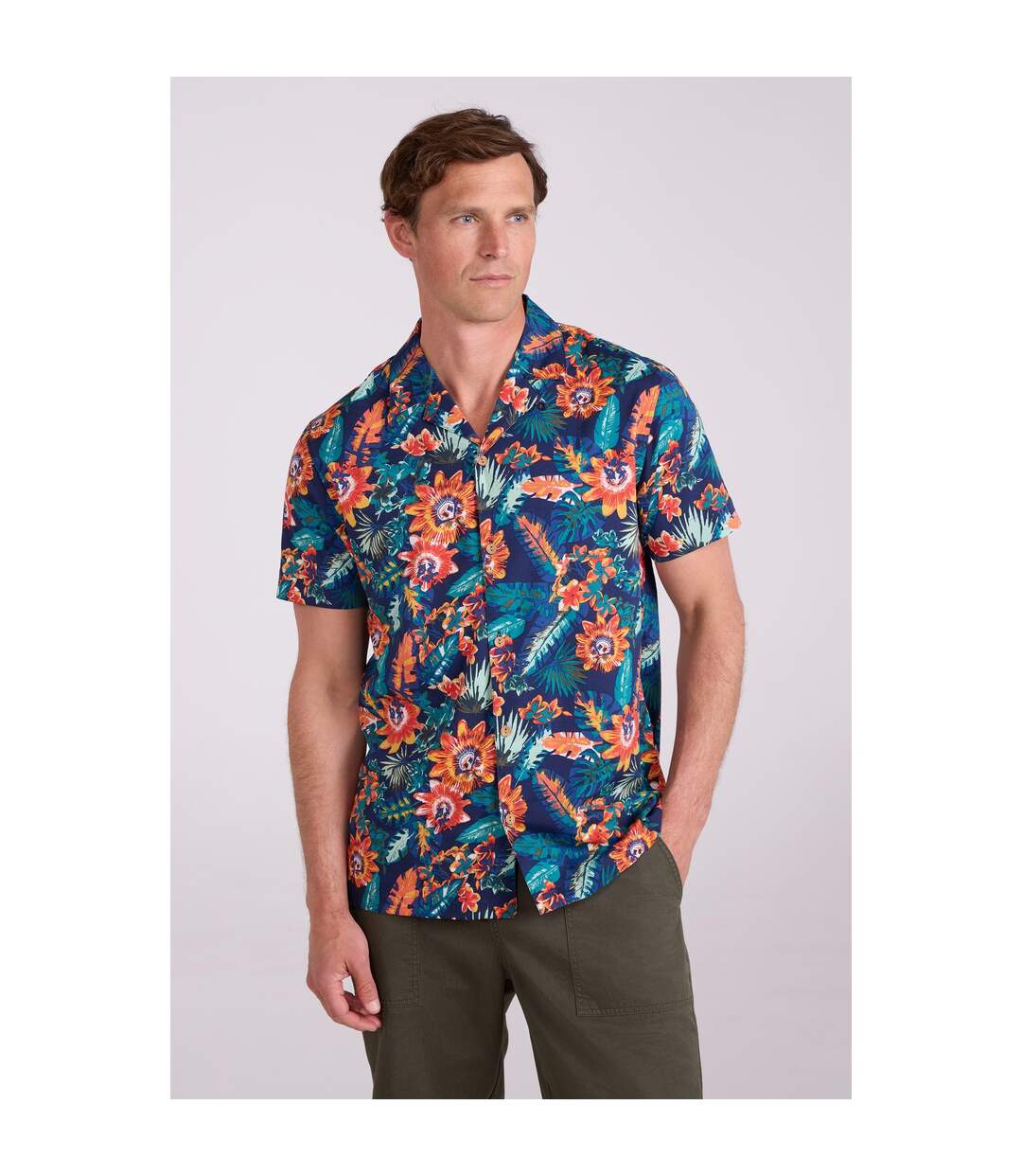 Mens Palm Leaf Beach Shirt Bright Blue Mountain Warehouse-1