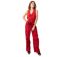 Combi Pantalon femme habillé PAULY rouge motif floral Coton Du Monde-1
