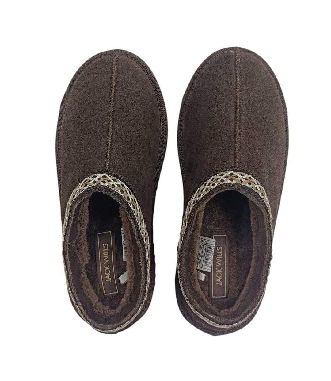 Womens/ladies Suede Platform Slippers Chocolate Jack Wills-4