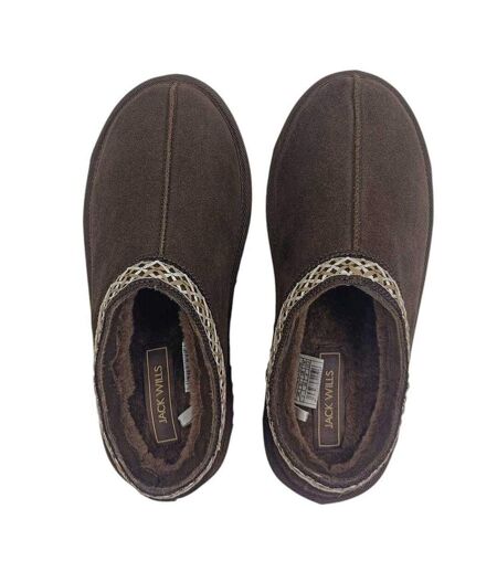 Womens/ladies Suede Platform Slippers Chocolate Jack Wills