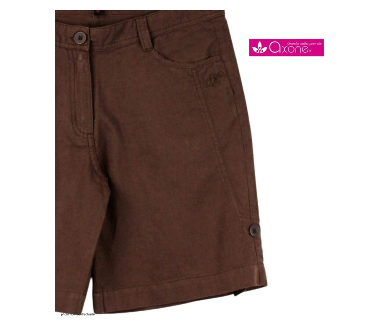Short grandes tailles Femme AXONE MAGO2 : l'élégance naturelle du coton et lin à longueur réglable-4
