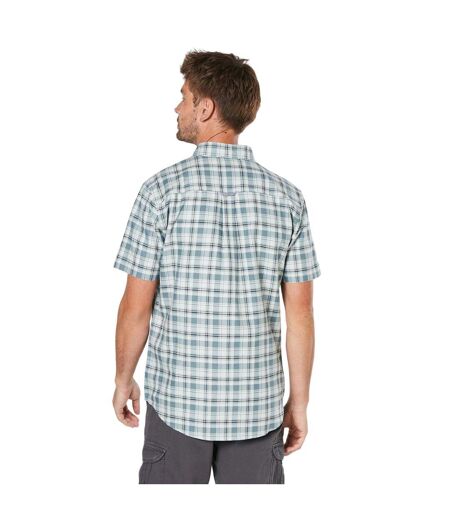 Mens checked oxford short-sleeved shirt light grey Maine