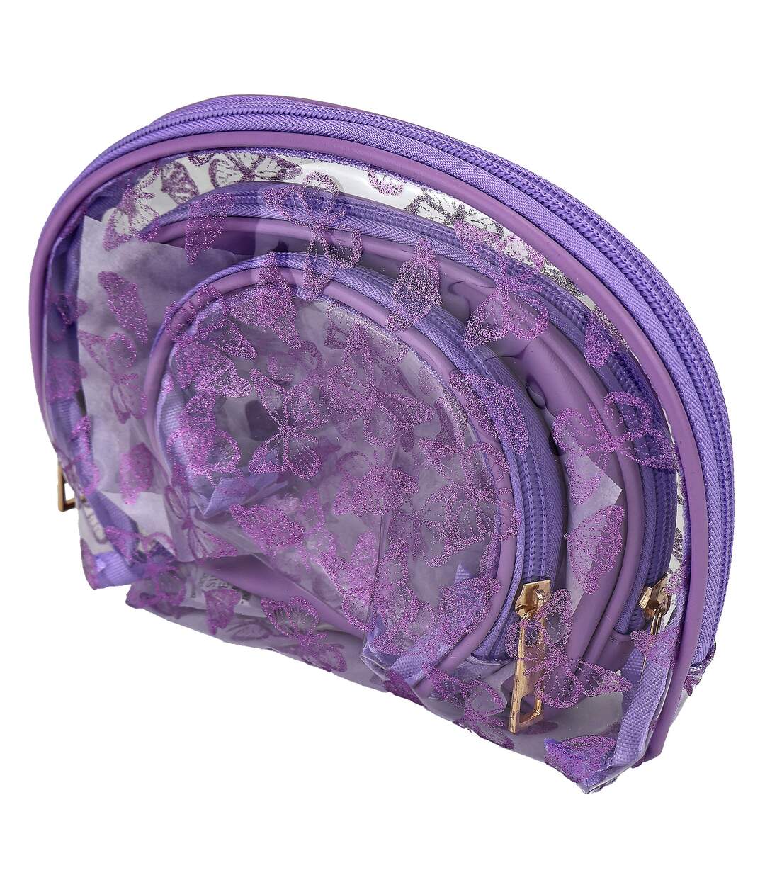 3 Piece Ladies Butterfly Print Cosmetic Bag Set Makeup Toiletry Travel Bags-3