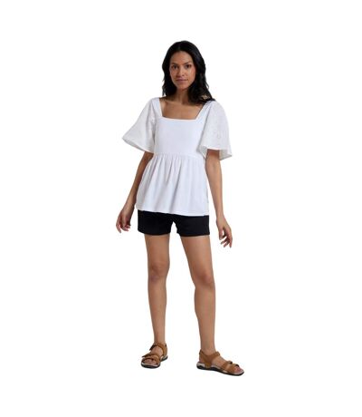 Womens/ladies Verona Broderie Sleeve Top White Mountain Warehouse