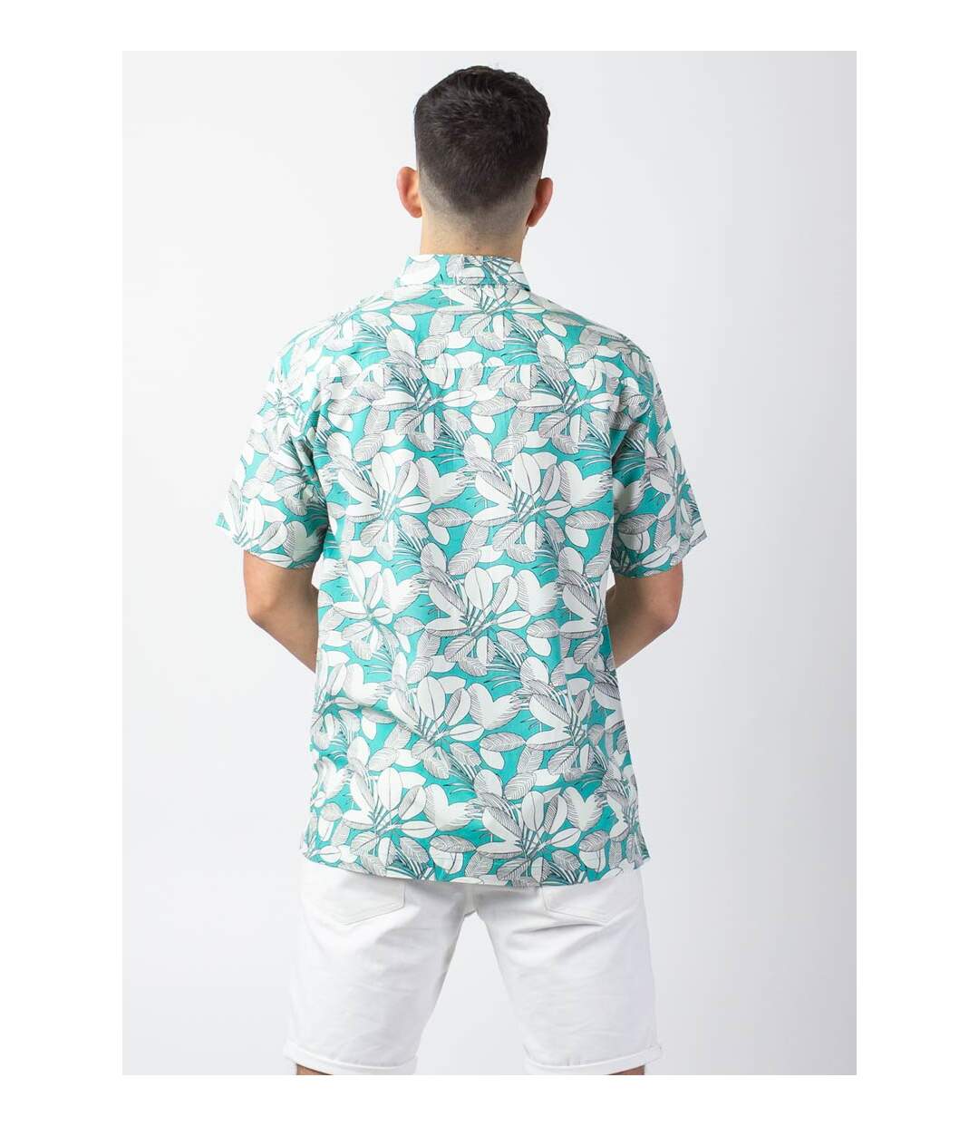 Chemise homme manches courtes LORENZO imprimé jungle vert Coton Du Monde