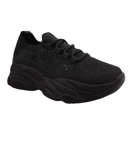 Womens/ladies whisper diamante knitted trainers black Where´s That From