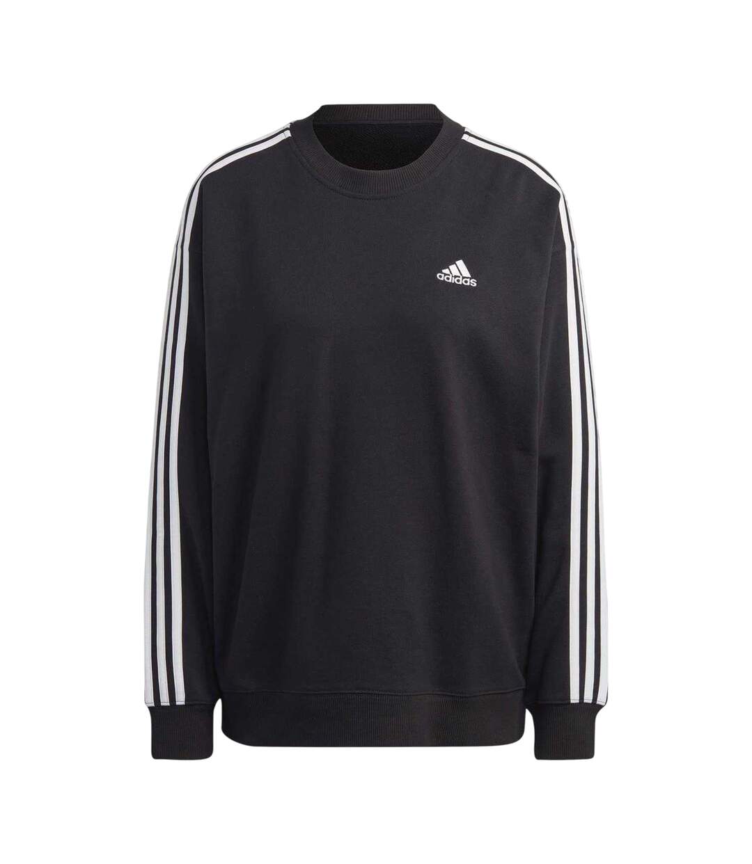 Womens/ladies Studio Lounge 3 Stripes Loose Fit Sweatshirt Black White Adidas-2