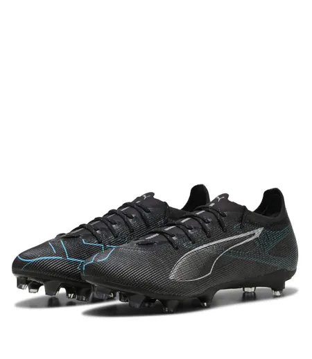 Mens Ultra Pro Firm Ground Football Boots Black Silver Puma