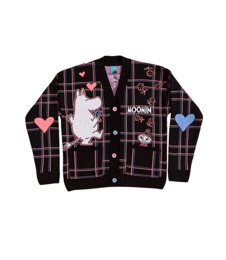 Unisex Adult In Love Checked 80th Cardigan Black Moomin