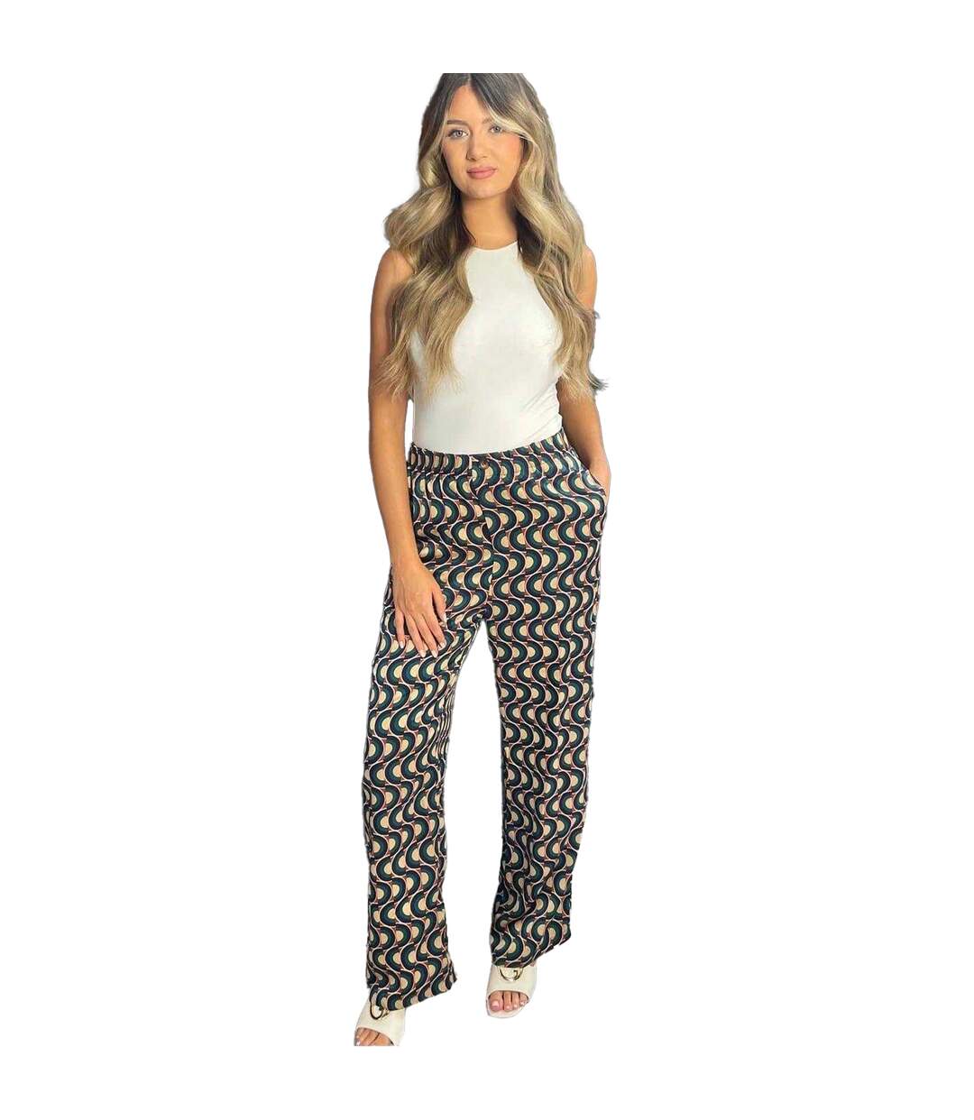 Womens/ladies Polyester Abstract Trousers Multicoloured AX Paris-4