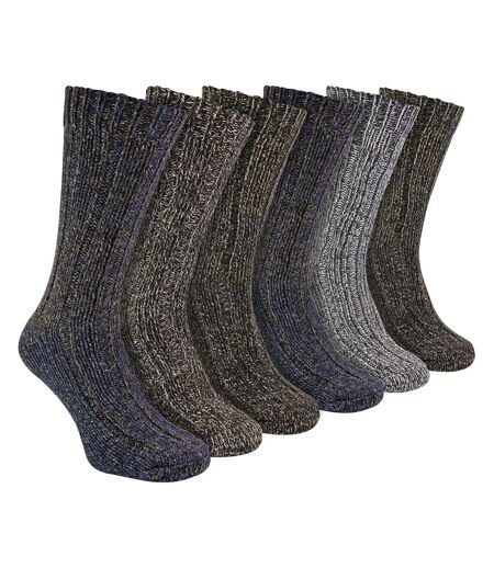 Mens 6 Pack Ribbed Alpaca Boot Socks