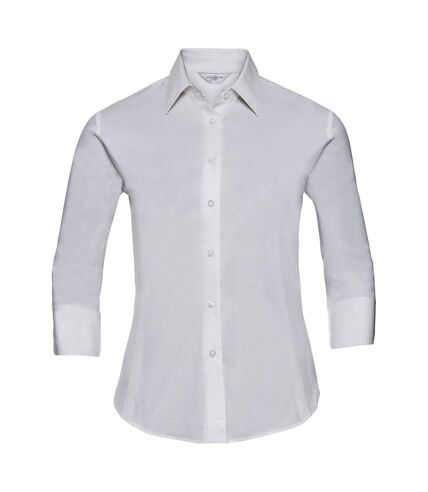 Russell Collection Womens/Ladies Easy-Care Fitted 3/4 Sleeve Shirt (White) - UTRW9492