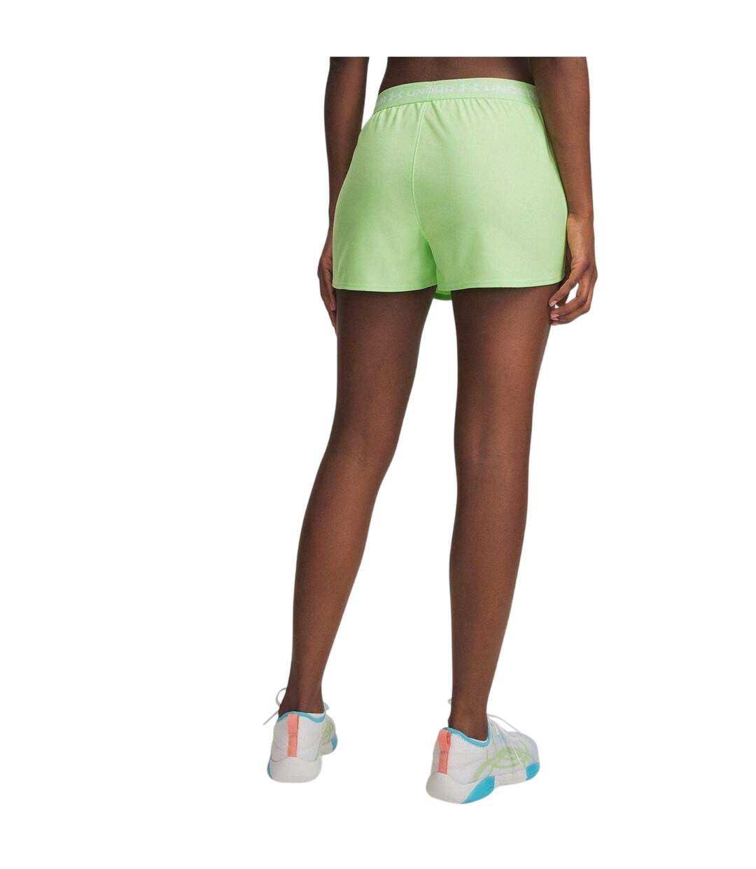 Womens/ladies Play Up 2 In 1 Shorts Lime White Under Armour-3